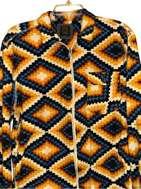 VTG 1946 Men’s Fleece Zip Up Jacket Shacket Large Aztec Geometric Southwestern